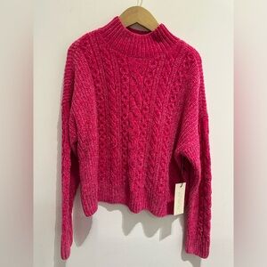 Rachel Zoe Fuchsia Cable Knit Sweater
